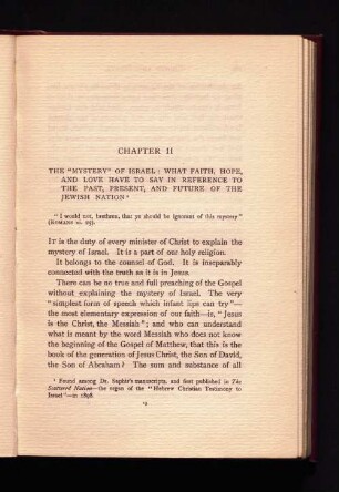 Chapter II The "Mystery of Israel" (...)