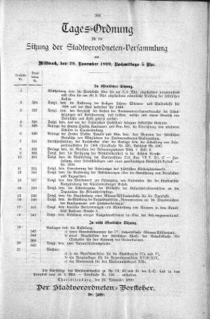 Tages-Ordnung, 29. November 1899