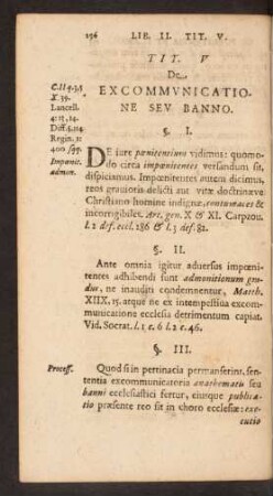 Tit. V De Excommunicatione Seu Banno.