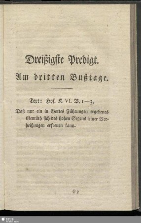 Dreißigste Predigt. Am dritten Bußtage