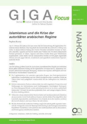 Islamismus und die Krise der autoritären arabischen Regime