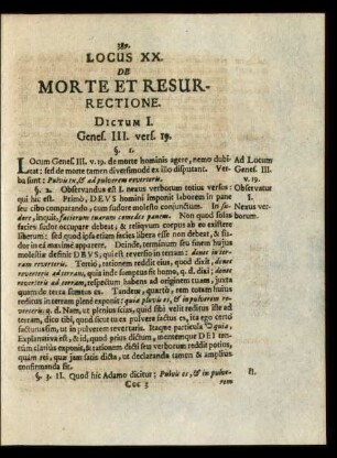Locus XX. De Morte Et Resurrectione
