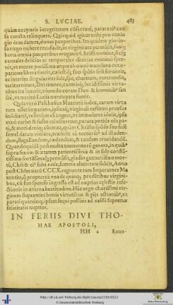 In Feriis Divi Thomae Apostoli
