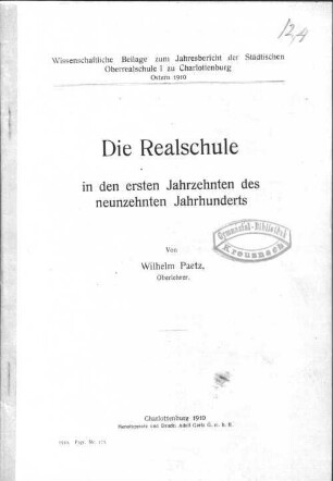 Die Realschule in den ersten Jahrzehnten des neunzehnten Jahrhunderts