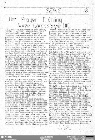 Der Prager Frühling - kurze Chronologie (III)