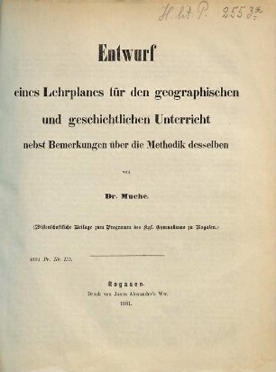 Zu der öffentlichen Prüfung und zu der Entlassung der Abiturienten ... ladet im Namen des Lehrer-Collegiums ehrerbietigst ein. 1880/81