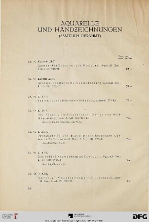 Aquarelle und Handzeichnungen (Nr. 90-128)