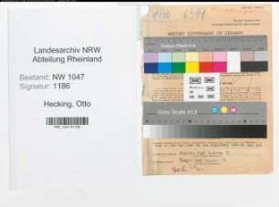 Entnazifizierung Otto Hecking , geb. 23.11.1896 (Fabrikant)