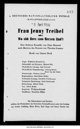 Frau Jenny Treibel oder Wo sich Herz zum Herzen find't