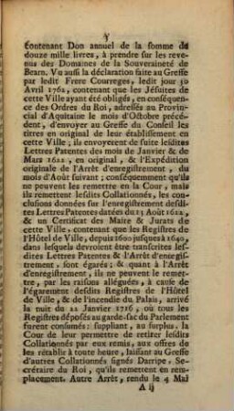Arrest De La Cour Du Parlement De Navarre, Du 28 Avril 1763 : Extrait Des Registres Du Parlement