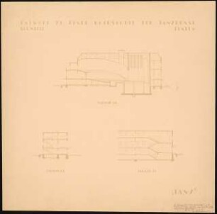 Hochschule für Tanzkunst Schinkelwettbewerb 1929: Schnitte durch den Theaterflügel 1:200
