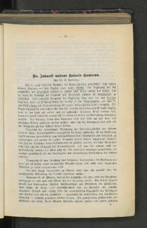 Die Zukunft unserer Kolonie Kamerun.