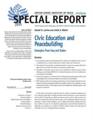 Civic education and peacebuilding : examples from Iraq and Sudan