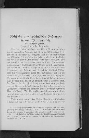 Sächsische und holländische Siedlungen in der Wilstermarsch.