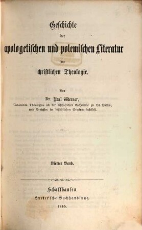 Geschichte der apologetischen und polemischen Literatur der christlichen Theologie, 4