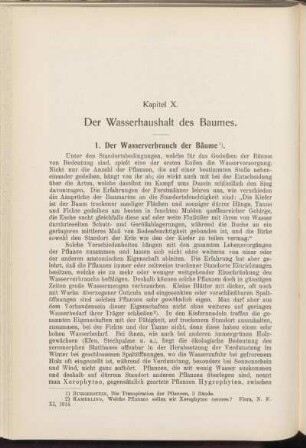Kapitel X. Der Wasserhaushalt des Baumes.