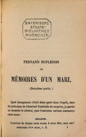 Fernand Duplessis ou mémoires d'un mari. 2,2