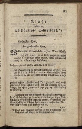 Klage wider die weitläufige Schreibart