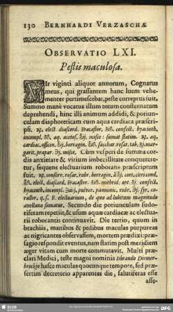 Observatio LXI. Pestis maculosa