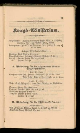 Kriegs=Ministerium.