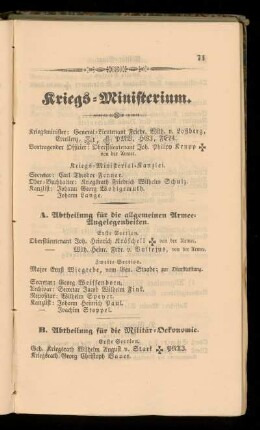Kriegs=Ministerium.