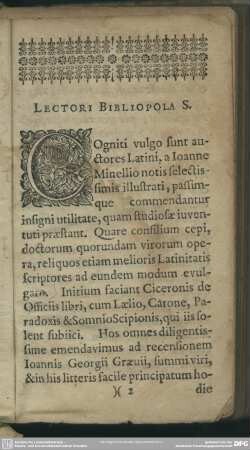 Lectori Bibliopola S.