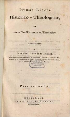 Primae lineae historiae theologiae, P. 2