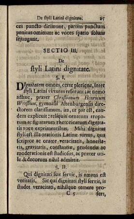Sectio III. De styli Latini dignitate