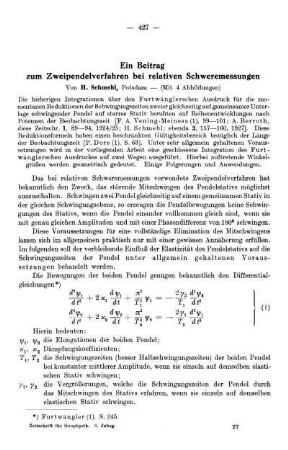 Ein Beitrag zum Zweipendelverfahren bei relativen Schweremessungen