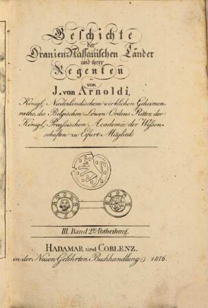 Geschichte der Oranien-Nassauischen Länder und ihrer Regenten, 3,2