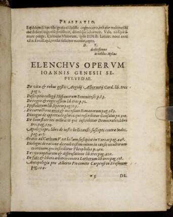 Elenchus Operum Ioannis Genesii Sepuluedae.
