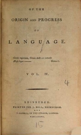 Of the Origin and progress of languages, 4.