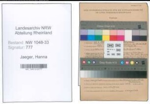 Entnazifizierung Hanna Jaeger , geb. 25.04.1896 (Lehrerin)