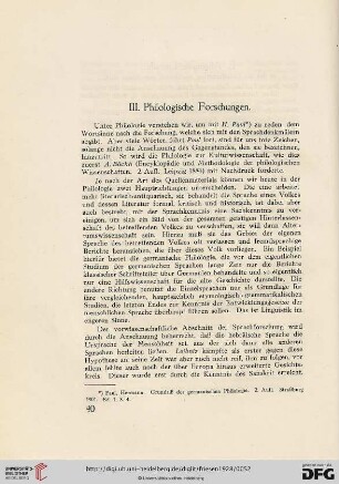 III. Philologische Forschungen