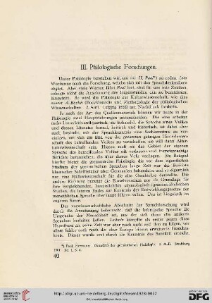 III. Philologische Forschungen