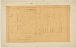 Entwurf für das provisorische Richard-Wagner-Festspieltheater im Glaspalast, München (Projekt A). Grundriss des Zuschauerraumes