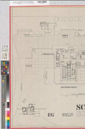 Schmallenberg (Schmallenberg) Schulzentrum Verwaltung Grundriß Erdgeschoß (1972) 1 : 100 90 x 100 Zeichnung Hochbauamt Soest
