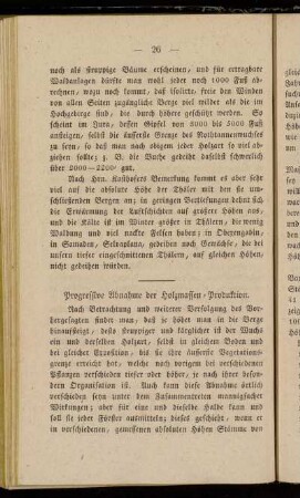Progressive Abnahme der Holzmassen-Produktion