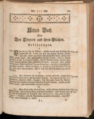 Achtes Buch. Von Den Cörpern und ihren Flächen