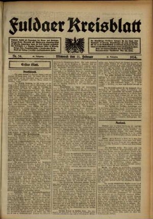 Erste Ausgabe vom Mittwoch, den 11. Februar 1914.