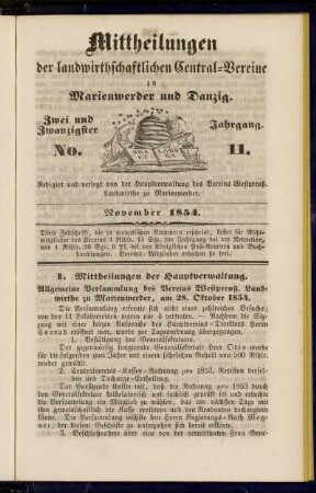 Zwei und Zwanzigster Jahrgang. No. 11.