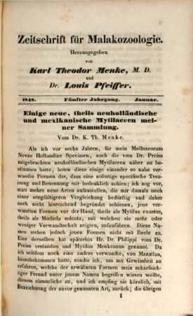 Zeitschrift für Malakozoologie, 5. 1848 (1849)