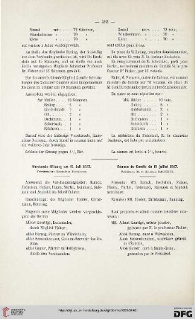 Vorstands-Sitzung am 15. Juli 1897 / Séance du Comité du 15 juillet 1897