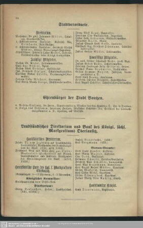 Landständisches Direktorium und Bank des Königl. sächs. Markgrafthums Oberlausitz
