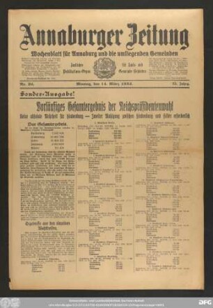 Annaburger Zeitung, Sonder-Ausgabe!
