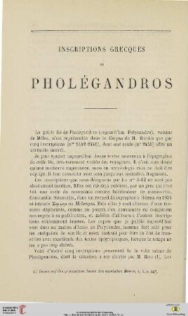 N.S. 11.1865: Inscriptions grecques de Pholégandros