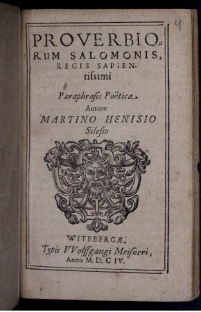 Proverbiorum Salomonis Regis Sapientissimi