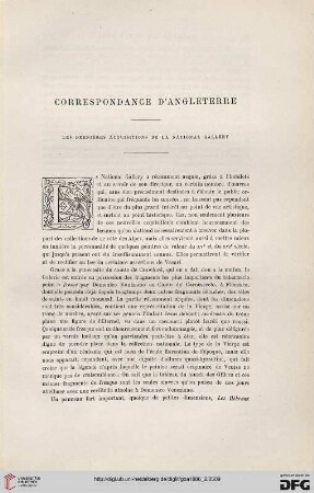 2. Pér. 34.1886: Les dernières acquisitions de la National Gallery : correspondance d'Angleterre