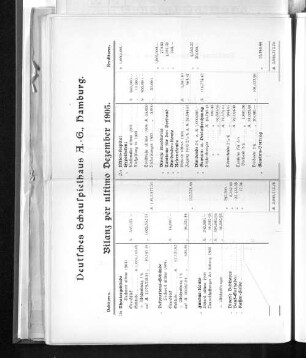 Bilanz per ultimo Dezember 1905.