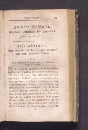 Zweyter Abschnitt. Allgemeine Grundsätze des Unterricht. (Absolute Didaktik.)